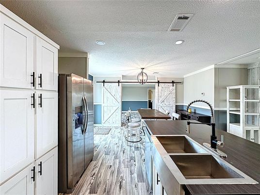 Interior, Kitchen, Recessed Lighting, Wood Texture Flooring