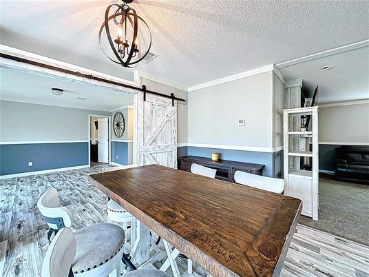 Chandelier, Dining room, Interior, Wood Texture Flooring