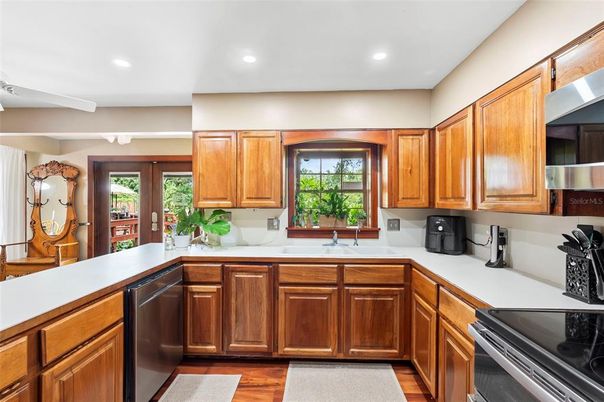 Interior, Kitchen, Recessed Lighting, Wood Texture Flooring