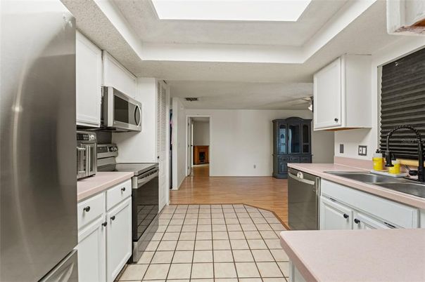 Interior, Kitchen, Stainless Steel Appliances, Wood Texture Flooring