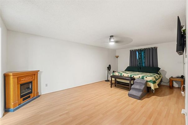 Bedroom, Fireplace, Interior, Wood Texture Flooring