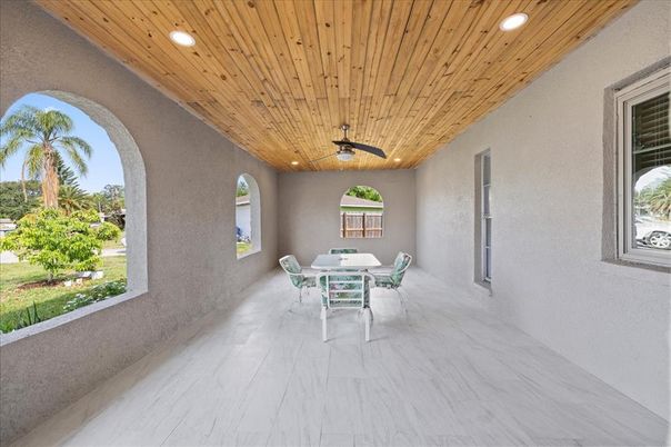 Dining room, Interior, Marble, Recessed Lighting, Wooden Ceilings
