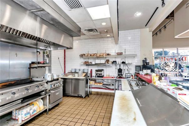 Interior, Kitchen, Recessed Lighting, Stainless Steel Appliances, Stone Walls