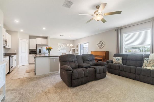 Chandelier, Interior, Kitchen, Living room, Recessed Lighting, Stainless Steel Appliances