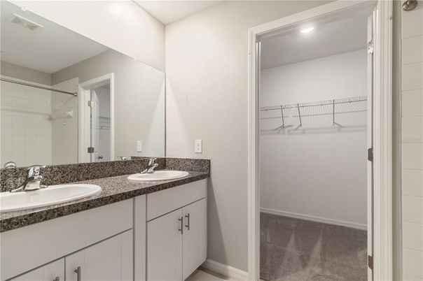 Bathroom, Dual Sink Vanities, Interior, Recessed Lighting, Walk-in Closets