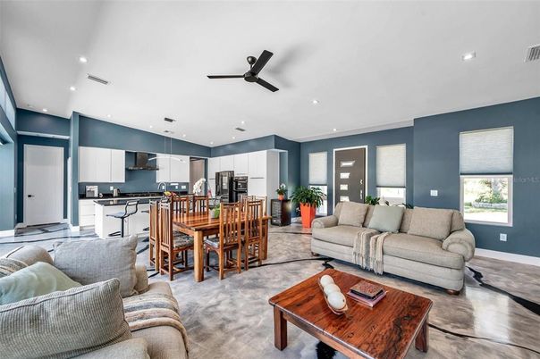 Dining room, Interior, Kitchen, Living room, Recessed Lighting