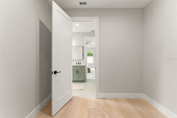 Bathroom, Interior, Recessed Lighting, Wood Texture Flooring