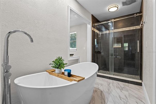 Bathroom, Free Standing Baths, Glass Shower, Interior, Marble
