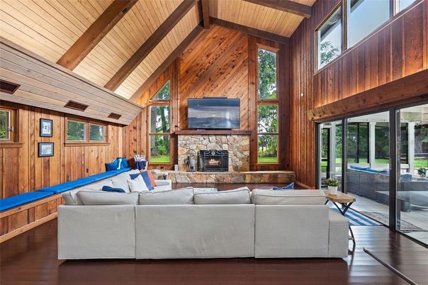 Fireplace, Interior, Living room, Wooden Beams, Wooden Ceilings, Wood Texture Flooring, Wooden Walls