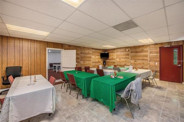 Dining room, Interior, Recessed Lighting, Wooden Walls