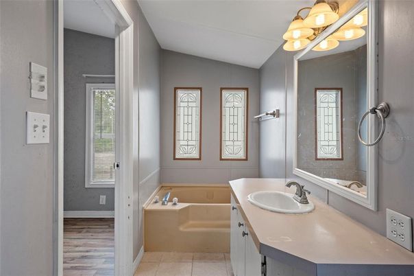 Bathroom, Dual Sink Vanities, Interior, Wood Texture Flooring