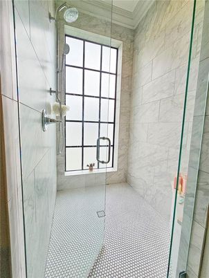 Bathroom, Glass Shower, Interior, Marble Walls