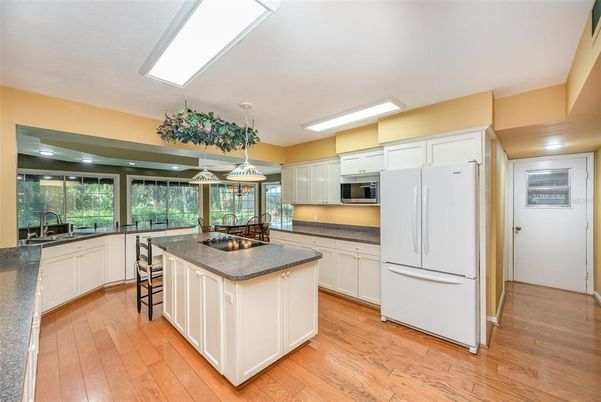 Interior, Kitchen, Pendant Lights, Recessed Lighting, Wood Texture Flooring
