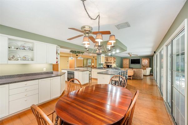 Chandelier, Dining room, Interior, Kitchen, Living room, Wood Texture Flooring