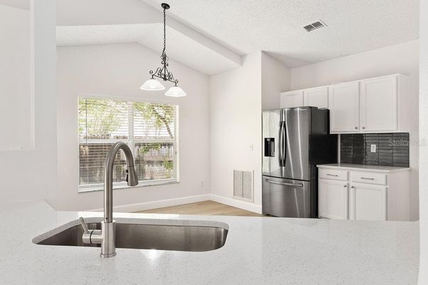 Interior, Kitchen, Pendant Lights, Wood Texture Flooring