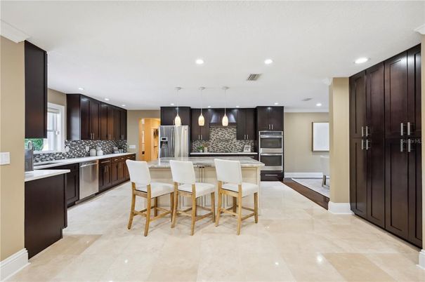 Interior, Kitchen, Pendant Lights, Recessed Lighting, Stainless Steel Appliances