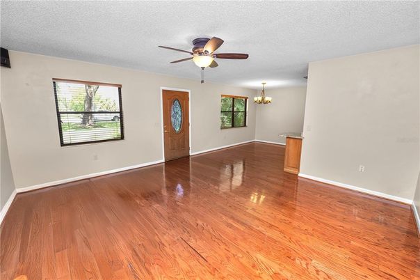 Chandelier, Empty room, Interior, Wood Texture Flooring