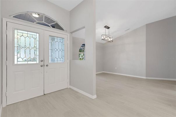 Empty room, Interior, Pendant Lights, Wood Texture Flooring