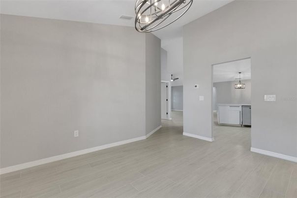Empty room, Interior, Pendant Lights, Wood Texture Flooring