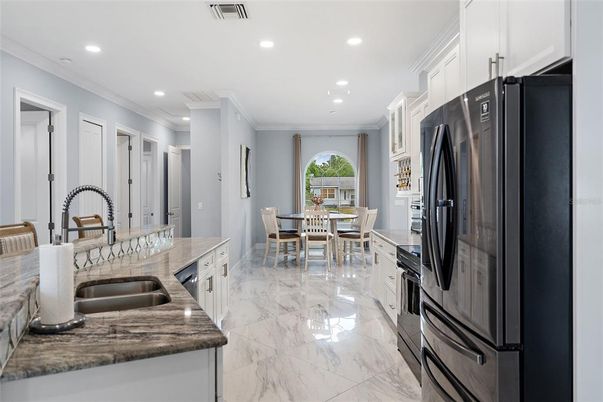 Dining room, Interior, Kitchen, Marble, Recessed Lighting