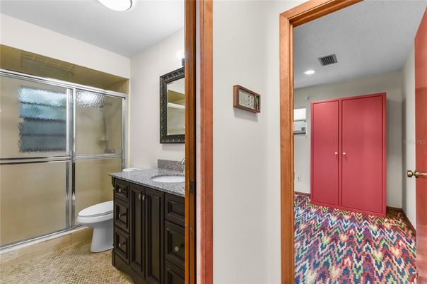 Bathroom, Glass Shower, Interior, Recessed Lighting