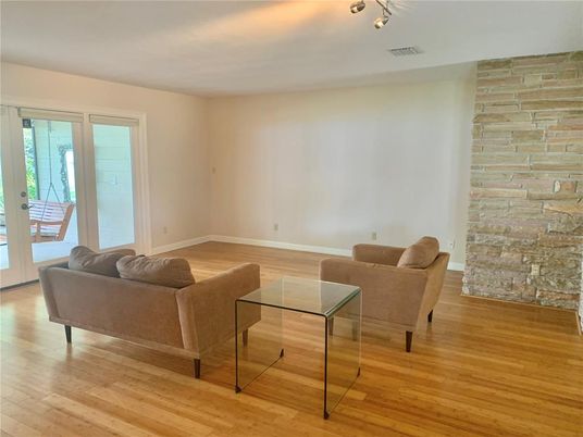 Interior, Living room, Stone Walls, Wood Texture Flooring