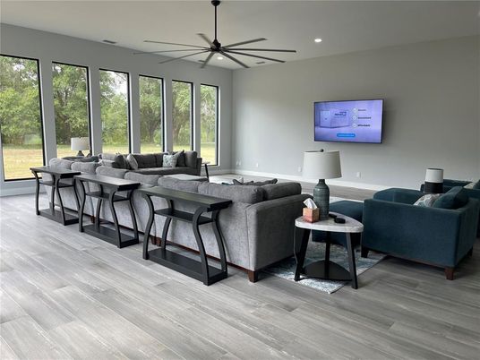 Interior, Living room, Recessed Lighting, Wood Texture Flooring