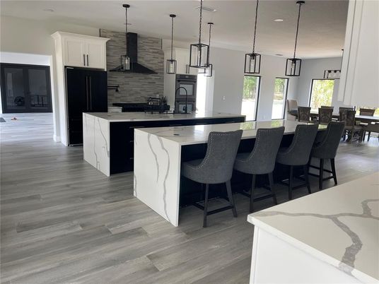 Interior, Kitchen, Pendant Lights, Wood Texture Flooring