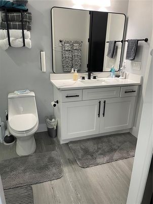 Bathroom, Dual Sink Vanities, Interior, Wood Texture Flooring