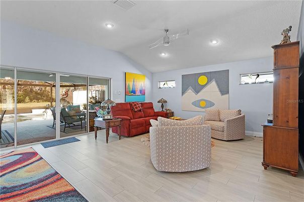 Interior, Living room, Recessed Lighting, Wood Texture Flooring