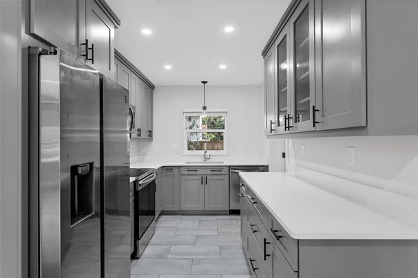 Interior, Kitchen, Pendant Lights, Recessed Lighting, Stainless Steel Appliances