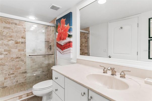 Bathroom, Glass Shower, Interior, Recessed Lighting