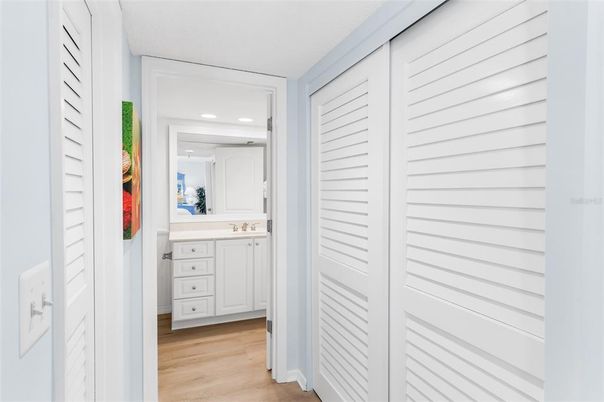 Bathroom, Interior, Recessed Lighting, Wood Texture Flooring