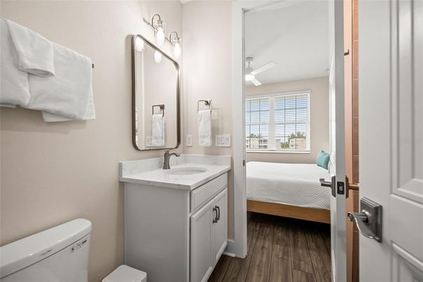 Bathroom, Bedroom, Dual Sink Vanities, Interior, Wood Texture Flooring