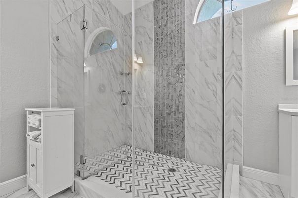 Bathroom, Glass Shower, Interior, Marble, Marble Walls