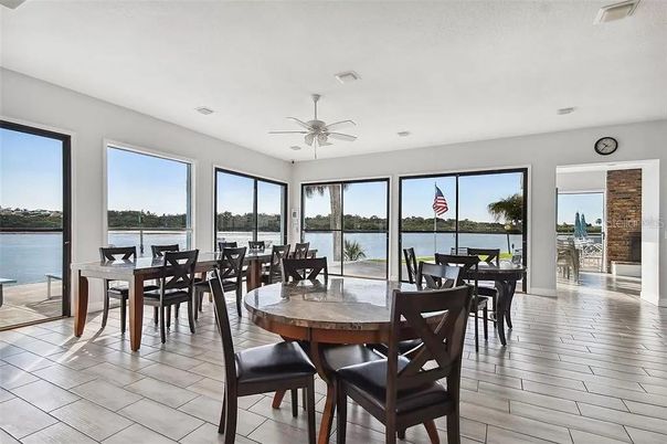Dining room, Interior, Recessed Lighting, Water, Wood Texture Flooring