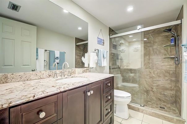 Bathroom, Glass Shower, Interior, Recessed Lighting