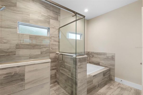Bathroom, Glass Shower, Interior, Recessed Lighting