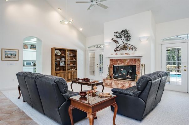 Fireplace, Interior, Living room, Recessed Lighting