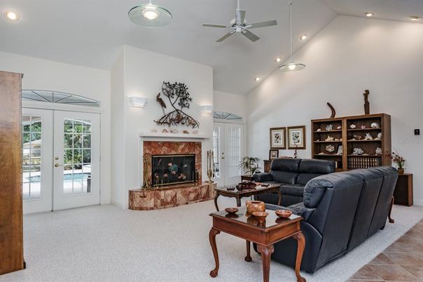 Fireplace, Interior, Living room, Recessed Lighting