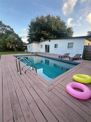 Exterior, Pool, Wood Texture Flooring