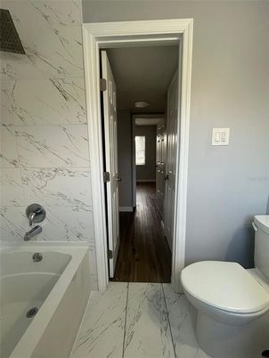 Bathroom, Interior, Marble, Marble Walls, Wood Texture Flooring