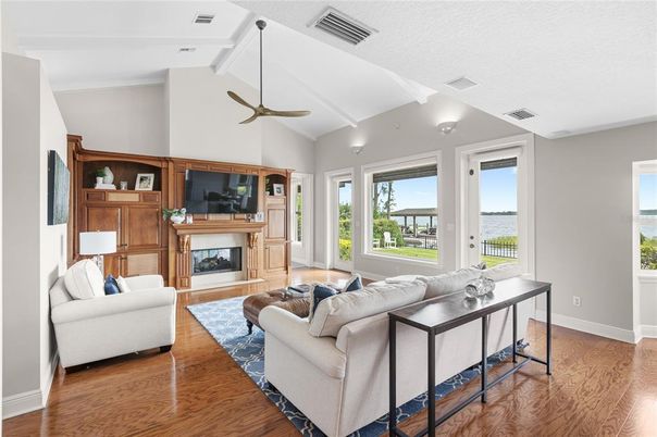 Fireplace, Interior, Living room, Water, Wood Texture Flooring