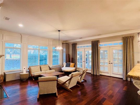 Interior, Living room, Pendant Lights, Recessed Lighting, Water, Wood Texture Flooring
