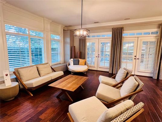 Interior, Living room, Pendant Lights, Wood Texture Flooring