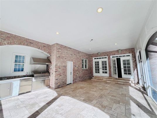 Interior, Kitchen, Recessed Lighting, Stone Walls