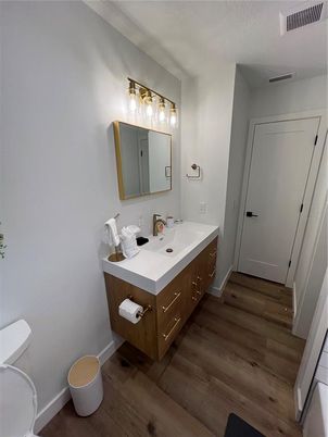 Bathroom, Dual Sink Vanities, Interior, Wood Texture Flooring