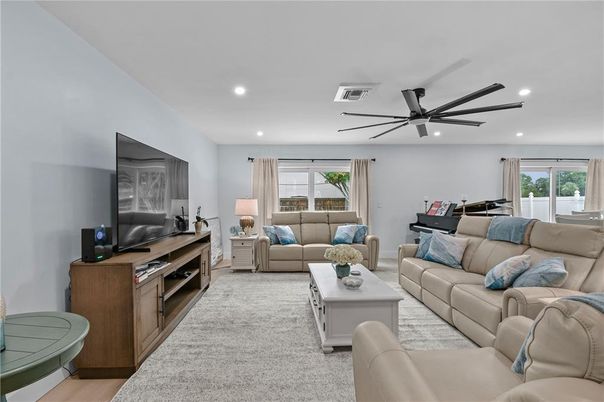 Interior, Living room, Piano, Recessed Lighting, Wood Texture Flooring