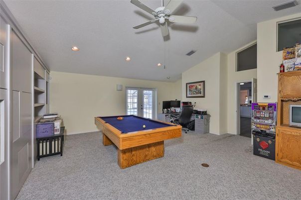 Billiard Table, Game Room, Home Office, Interior, Recessed Lighting