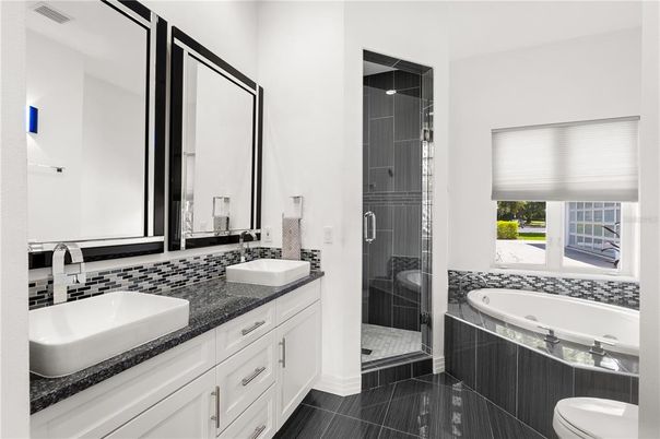 Bathroom, Dual Sink Vanities, Glass Shower, Interior